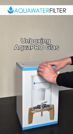 unboxing van de glazen AquaPro waterfilter